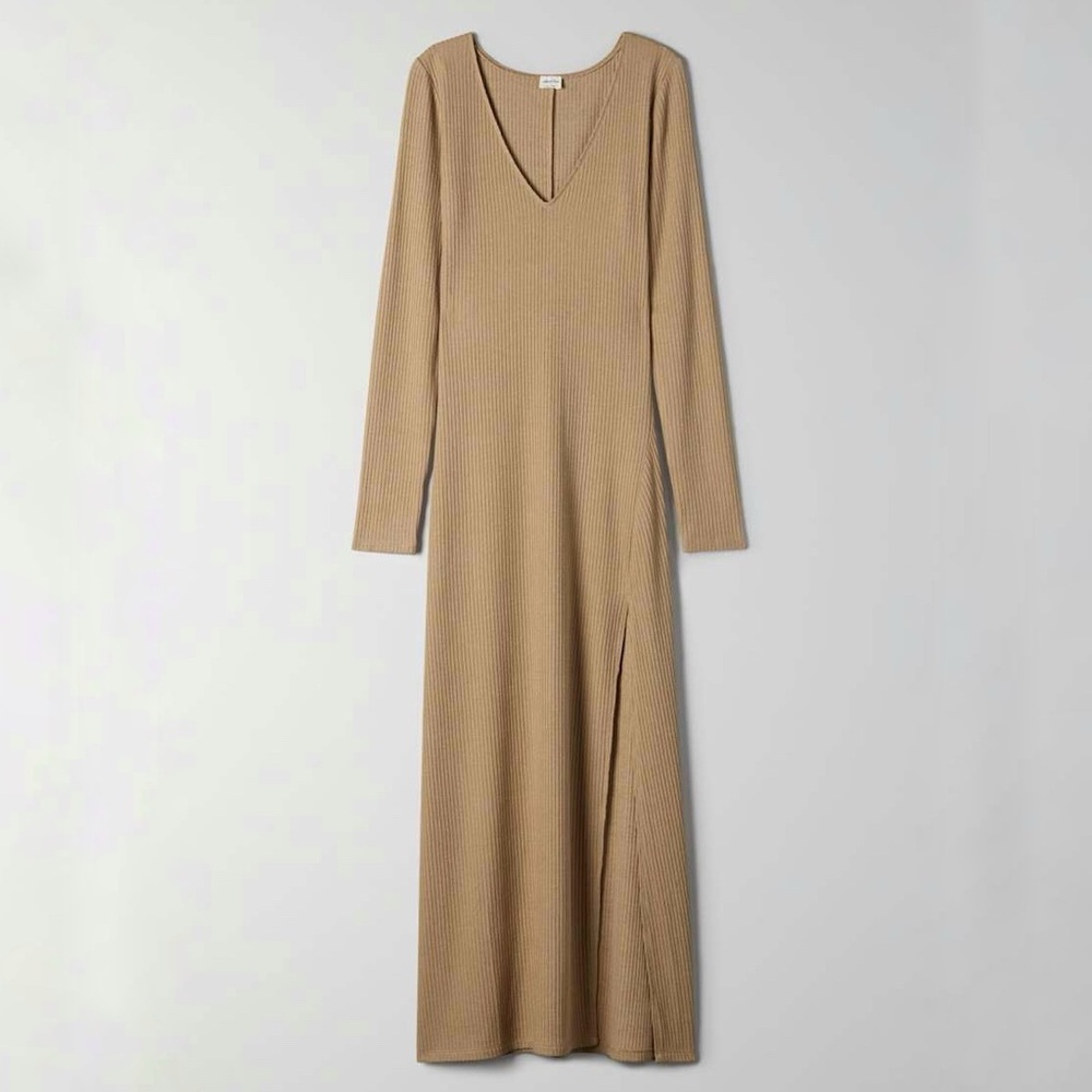 NWT Aritzia Wilfred Free Starsky Ribbed Tencel Maxi Dress Size Medium